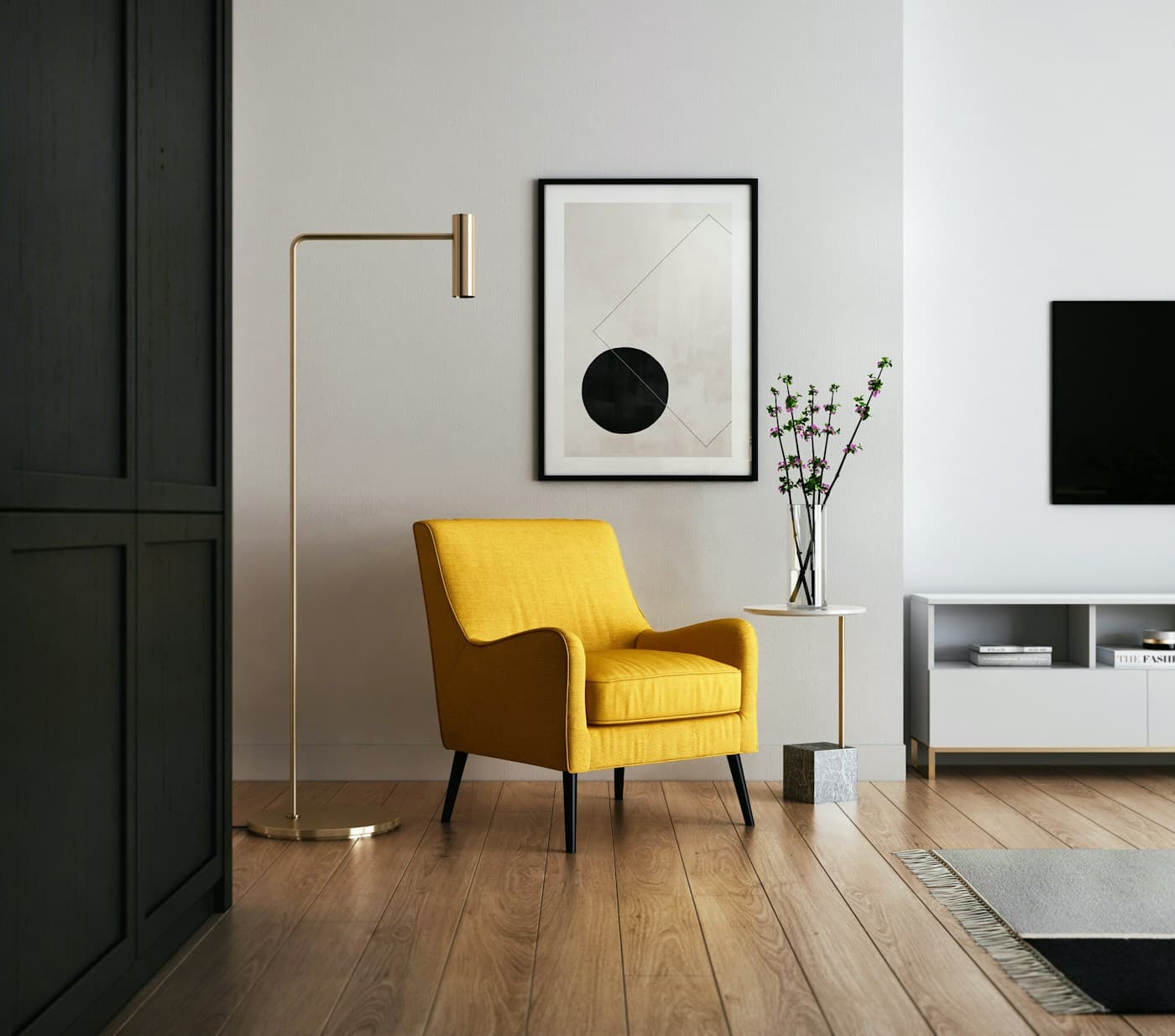Linea brass floor lamp